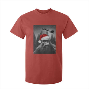 Funny Bigfoot Santas Sleigh Selfie Christmas T Shirt For Kid TS11 Red Print Your Wear
