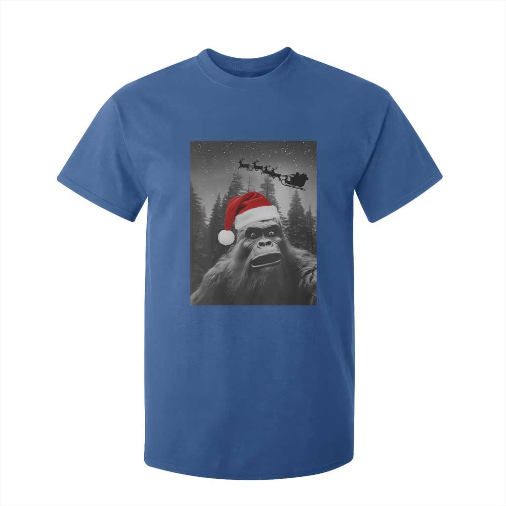 Funny Bigfoot Santas Sleigh Selfie Christmas T Shirt For Kid TS11 Royal Blue Print Your Wear