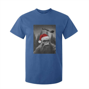 Funny Bigfoot Santas Sleigh Selfie Christmas T Shirt For Kid TS11 Royal Blue Print Your Wear