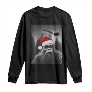 Funny Bigfoot Santas Sleigh Selfie Christmas Long Sleeve Shirt TS11 Black Print Your Wear