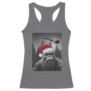 Funny Bigfoot Santas Sleigh Selfie Christmas Racerback Tank Top TS11 Charcoal Print Your Wear