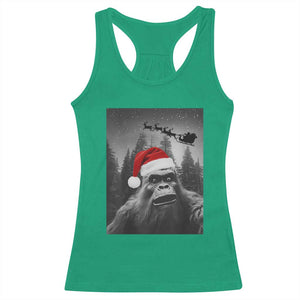 Funny Bigfoot Santas Sleigh Selfie Christmas Racerback Tank Top TS11 Irish Green Print Your Wear
