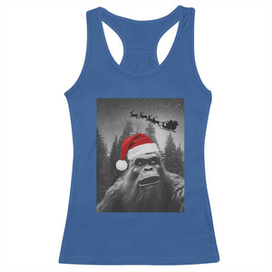Funny Bigfoot Santas Sleigh Selfie Christmas Racerback Tank Top TS11 Royal Blue Print Your Wear
