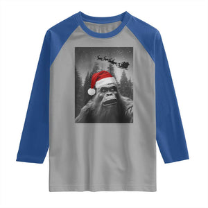 Funny Bigfoot Santas Sleigh Selfie Christmas Raglan Shirt TS11 Sport Gray Royal Print Your Wear