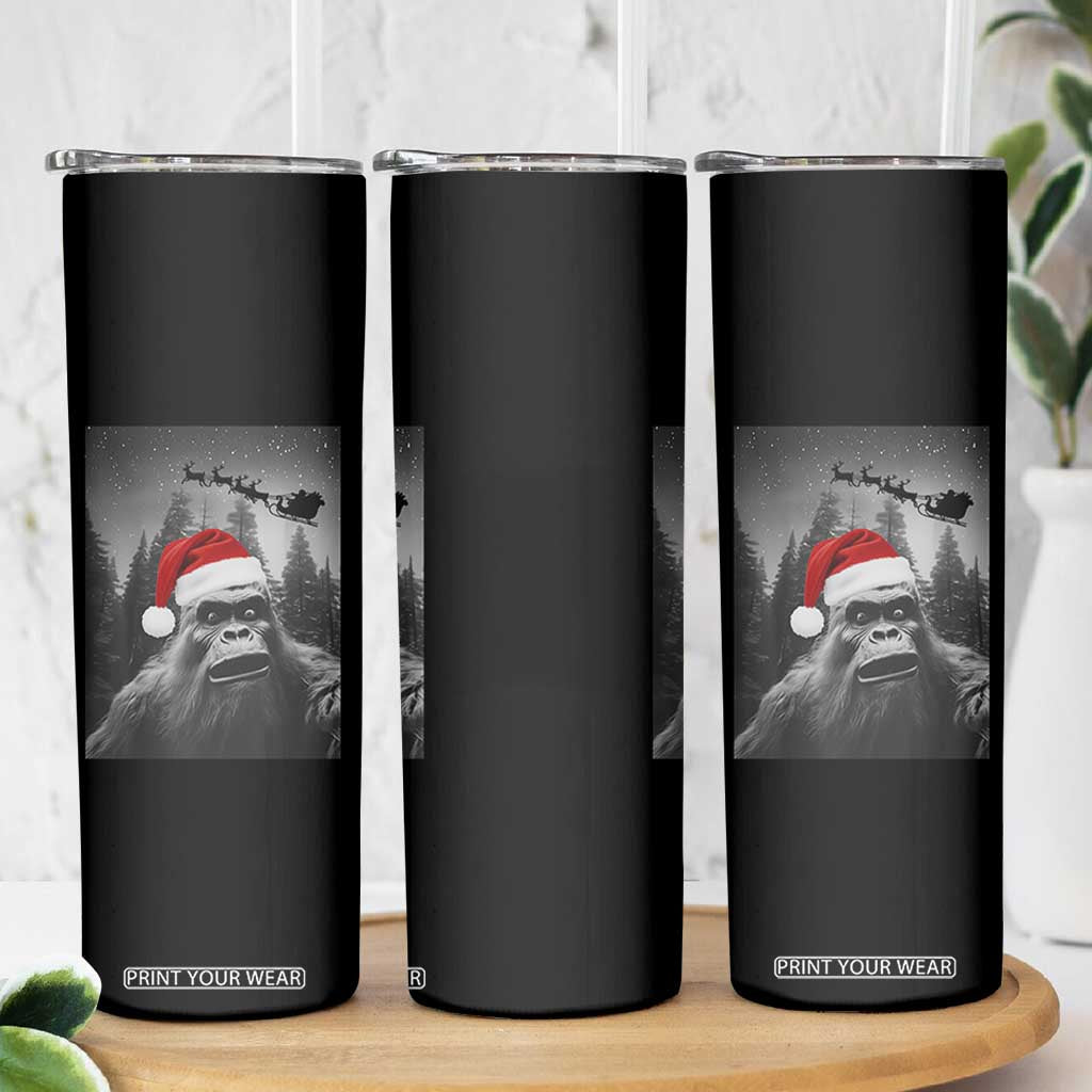 Funny Bigfoot Santas Sleigh Selfie Christmas Skinny Tumbler TS11 Print Your Wear