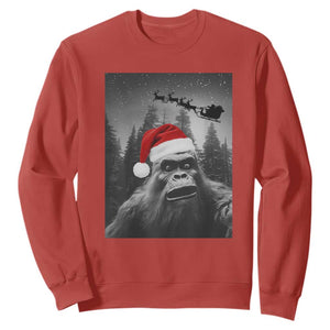 Funny Bigfoot Santas Sleigh Selfie Christmas Sweatshirt TS11 Red Print Your Wear