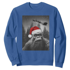 Funny Bigfoot Santas Sleigh Selfie Christmas Sweatshirt TS11 Royal Blue Print Your Wear