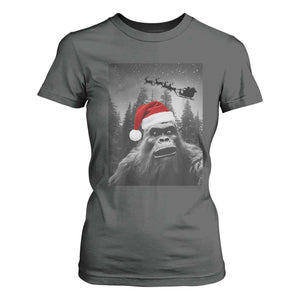 Funny Bigfoot Santas Sleigh Selfie Christmas T Shirt For Women TS11 Dark Heather Print Your Wear
