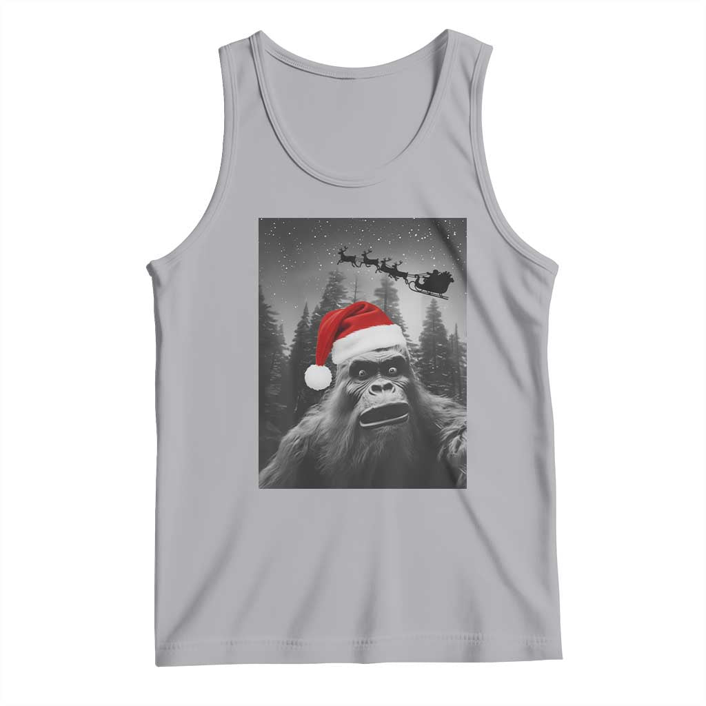 Funny Bigfoot Santas Sleigh Selfie Christmas Tank Top TS11 Athletic Heather Print Your Wear