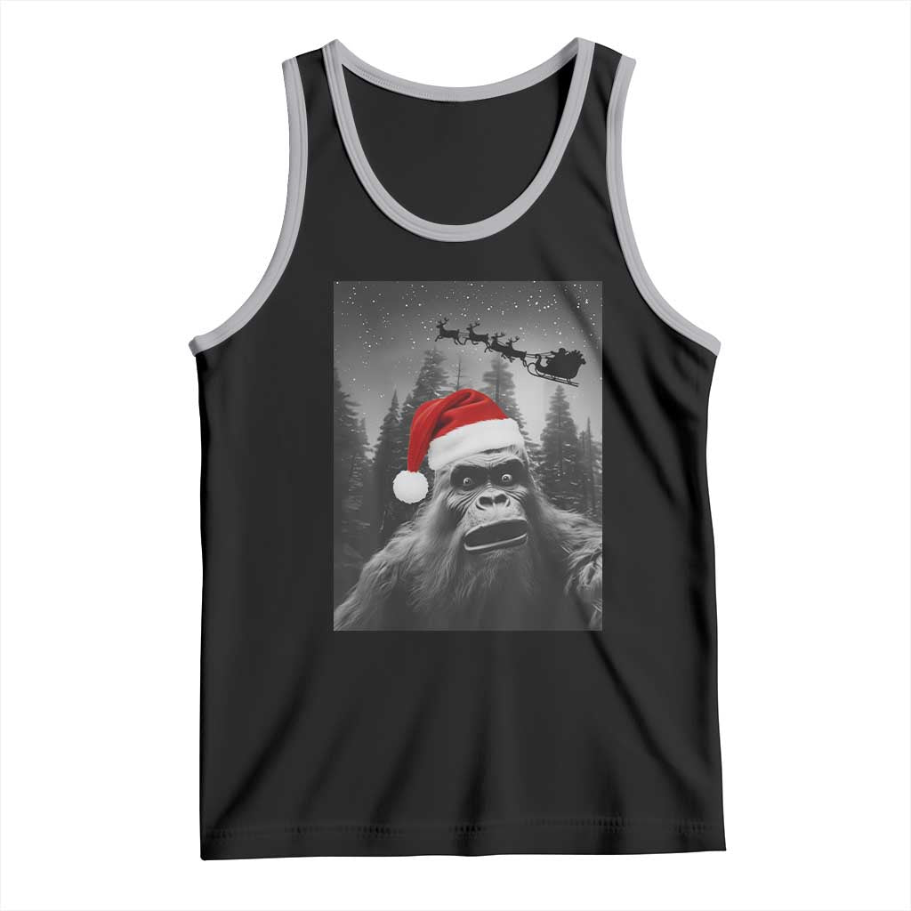 Funny Bigfoot Santas Sleigh Selfie Christmas Tank Top TS11 Black Athletic Heather Print Your Wear