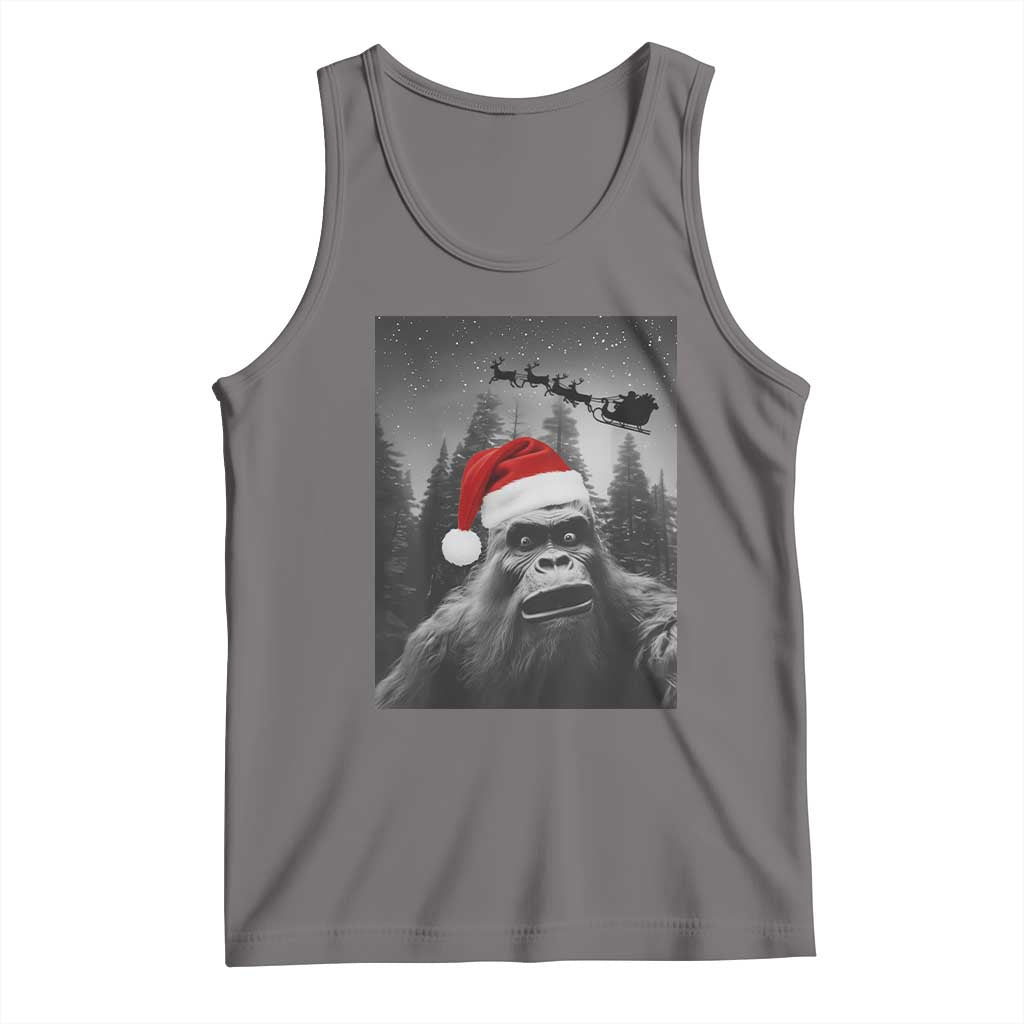 Funny Bigfoot Santas Sleigh Selfie Christmas Tank Top TS11 Deep Heather Print Your Wear