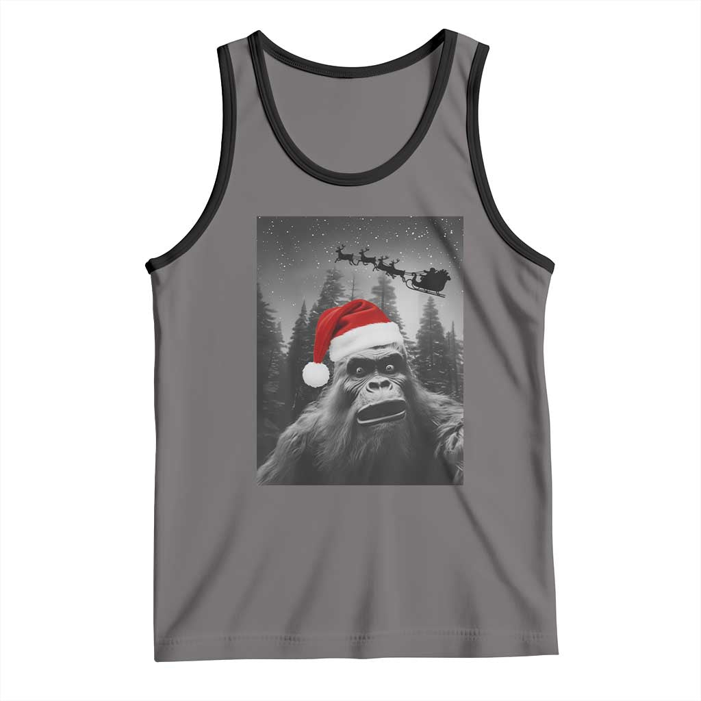 Funny Bigfoot Santas Sleigh Selfie Christmas Tank Top TS11 Deep Heather Black Print Your Wear