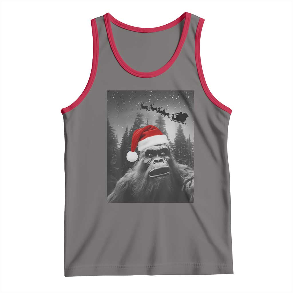 Funny Bigfoot Santas Sleigh Selfie Christmas Tank Top TS11 Deep Heather Red Print Your Wear