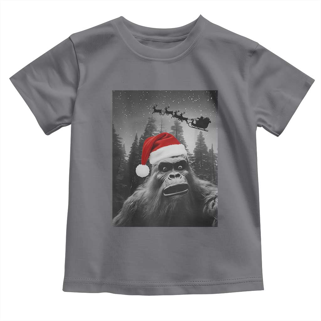 Funny Bigfoot Santas Sleigh Selfie Christmas Toddler T Shirt TS11 Charcoal Print Your Wear