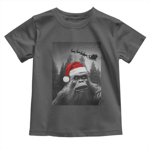 Funny Bigfoot Santas Sleigh Selfie Christmas Toddler T Shirt TS11 Dark Heather Print Your Wear