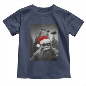 Funny Bigfoot Santas Sleigh Selfie Christmas Toddler T Shirt TS11 Navy Print Your Wear