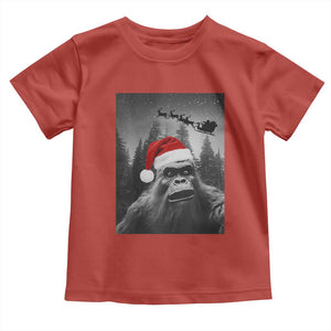 Funny Bigfoot Santas Sleigh Selfie Christmas Toddler T Shirt TS11 Red Print Your Wear