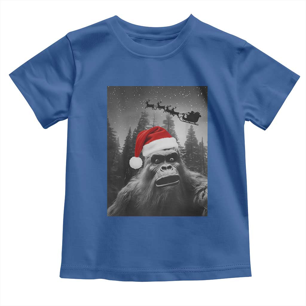 Funny Bigfoot Santas Sleigh Selfie Christmas Toddler T Shirt TS11 Royal Blue Print Your Wear