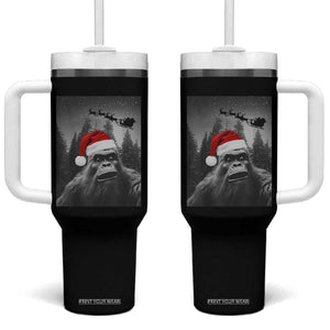 Funny Bigfoot Santas Sleigh Selfie Christmas Tumbler With Handle TS11 One Size: 40 oz Black Print Your Wear