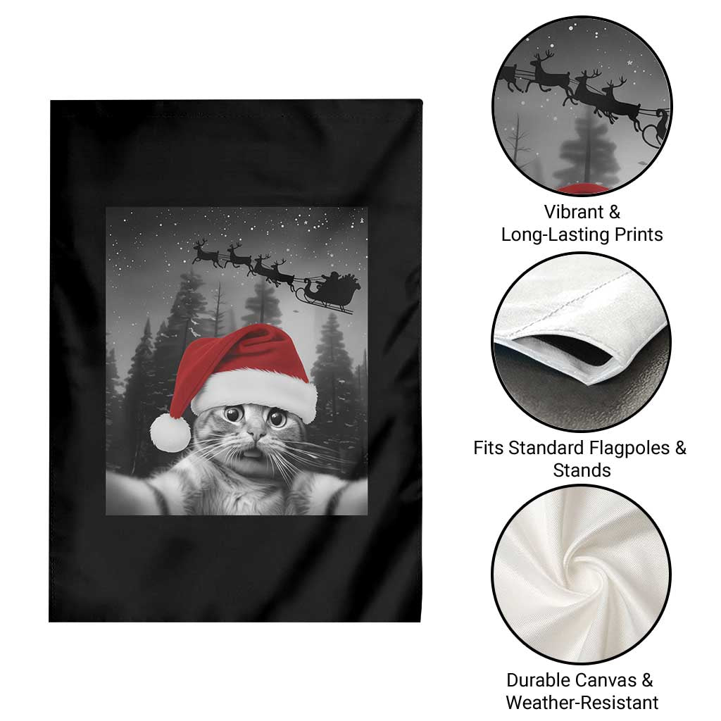 Funny Cat Selfie With Santas Sleigh Christmas Garden Flag TS11 Print Your Wear