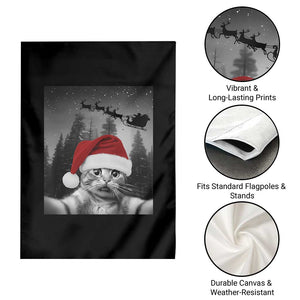 Funny Cat Selfie With Santas Sleigh Christmas Garden Flag TS11 Print Your Wear
