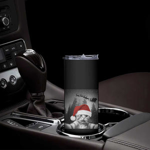 Funny Cat Selfie With Santas Sleigh Christmas Skinny Tumbler TS11 Print Your Wear