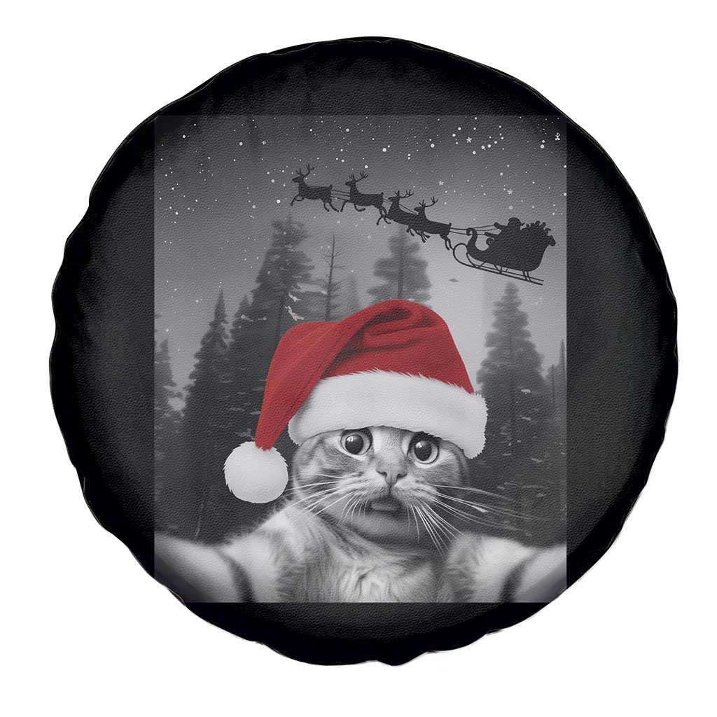 Funny Cat Selfie With Santas Sleigh Christmas Spare Tire Cover TS11 Print Your Wear