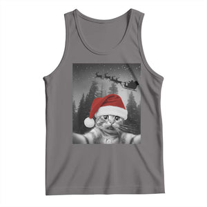 Funny Cat Selfie With Santas Sleigh Christmas Tank Top - Print Your Wear