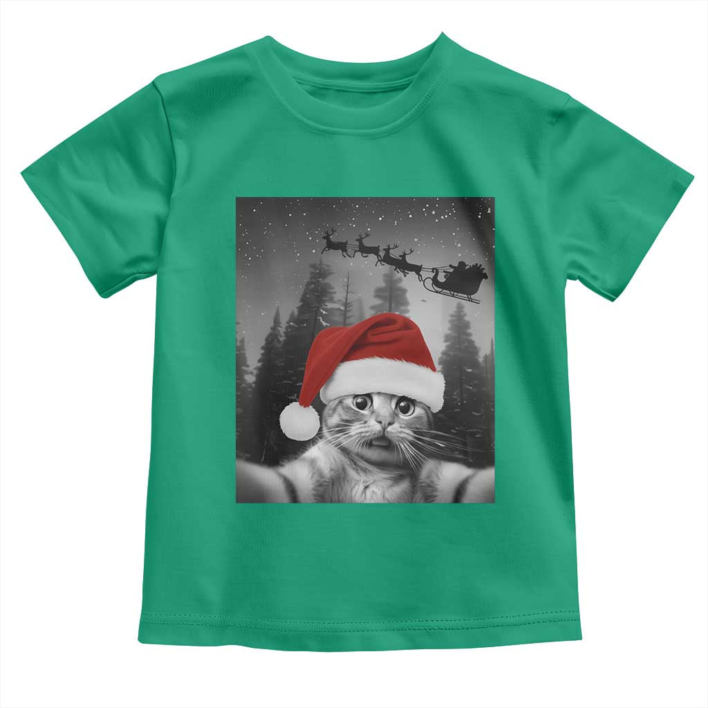 Funny Cat Selfie With Santas Sleigh Christmas Toddler T Shirt TS11 Irish Green Print Your Wear