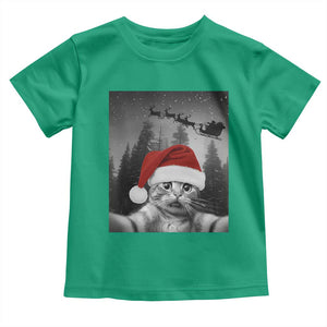 Funny Cat Selfie With Santas Sleigh Christmas Toddler T Shirt TS11 Irish Green Print Your Wear