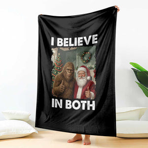 Funny Christmas Santa Bigfoot Throw Blanket I Believe In Both Xmas Holiday TS11 Print Your Wear