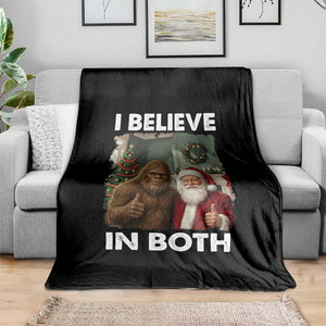 Funny Christmas Santa Bigfoot Throw Blanket I Believe In Both Xmas Holiday TS11 Print Your Wear