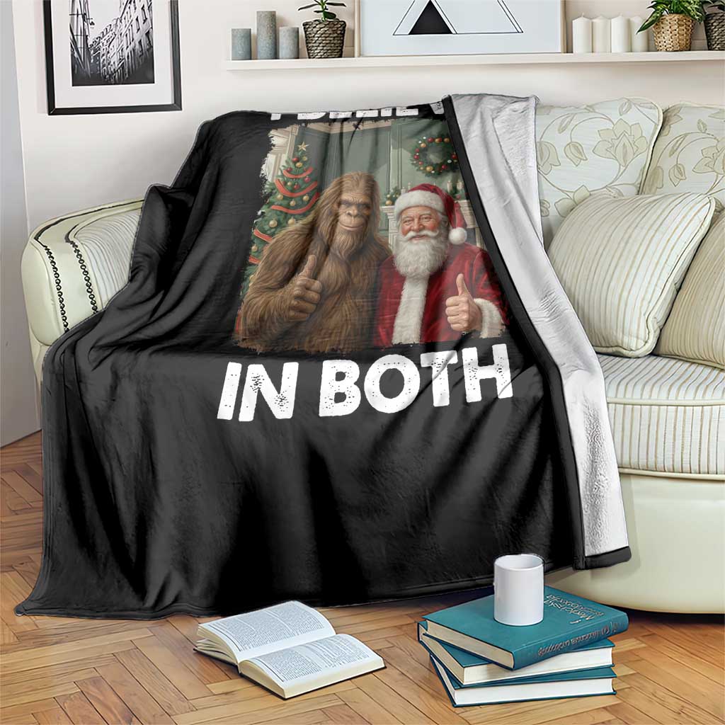 Funny Christmas Santa Bigfoot Throw Blanket I Believe In Both Xmas Holiday TS11 Print Your Wear