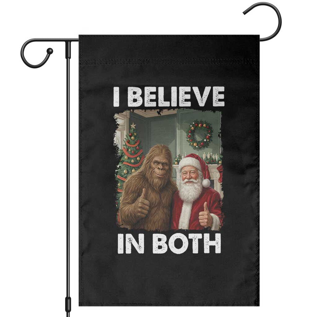 Funny Christmas Santa Bigfoot Garden Flag I Believe In Both Xmas Holiday TS11 Black Print Your Wear