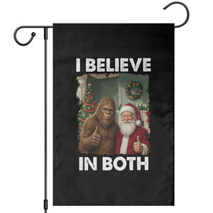 Funny Christmas Santa Bigfoot Garden Flag I Believe In Both Xmas Holiday TS11 Black Print Your Wear