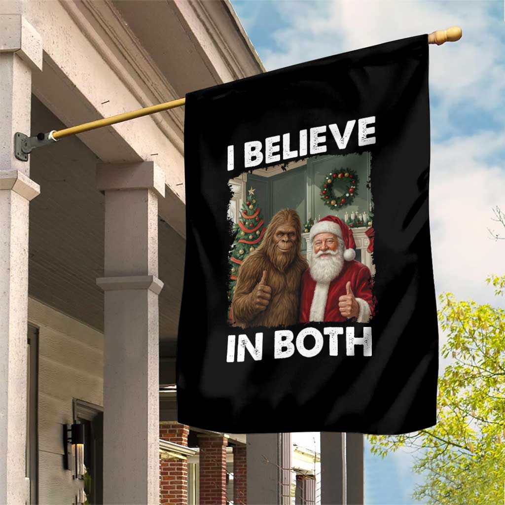 Funny Christmas Santa Bigfoot Garden Flag I Believe In Both Xmas Holiday TS11 Print Your Wear