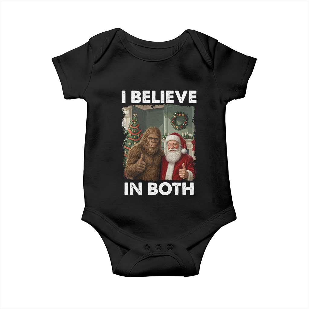 Funny Christmas Santa Bigfoot Baby Onesie I Believe In Both Xmas Holiday TS11 Black Print Your Wear