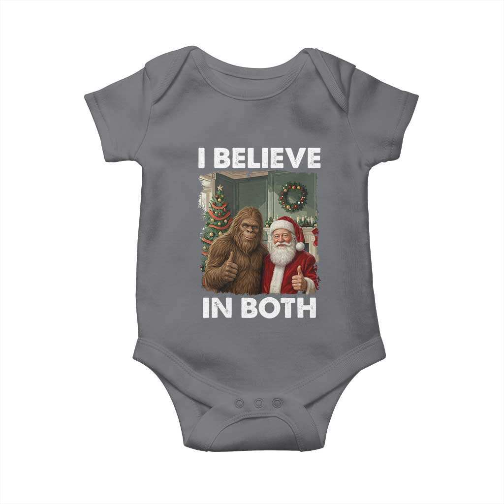 Funny Christmas Santa Bigfoot Baby Onesie I Believe In Both Xmas Holiday TS11 Charcoal Print Your Wear