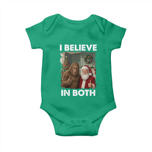 Funny Christmas Santa Bigfoot Baby Onesie I Believe In Both Xmas Holiday TS11 Irish Green Print Your Wear