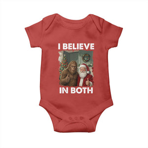 Funny Christmas Santa Bigfoot Baby Onesie I Believe In Both Xmas Holiday TS11 Red Print Your Wear
