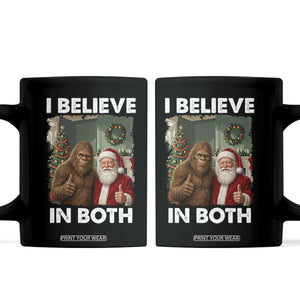 Funny Christmas Santa Bigfoot Coffee Mug I Believe In Both Xmas Holiday TS11 Black Print Your Wear