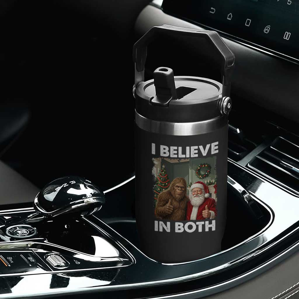 Funny Christmas Santa Bigfoot Flip Straw Tumbler I Believe In Both Xmas Holiday TS11 Print Your Wear