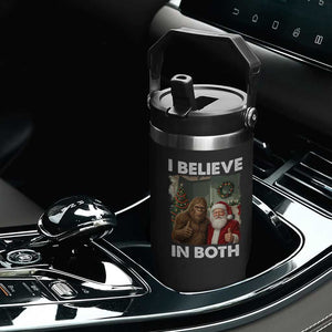 Funny Christmas Santa Bigfoot Flip Straw Tumbler I Believe In Both Xmas Holiday TS11 Print Your Wear