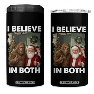 Funny Christmas Santa Bigfoot 4 in 1 Can Cooler Tumbler I Believe In Both Xmas Holiday TS11 One Size: 16 oz Black Print Your Wear