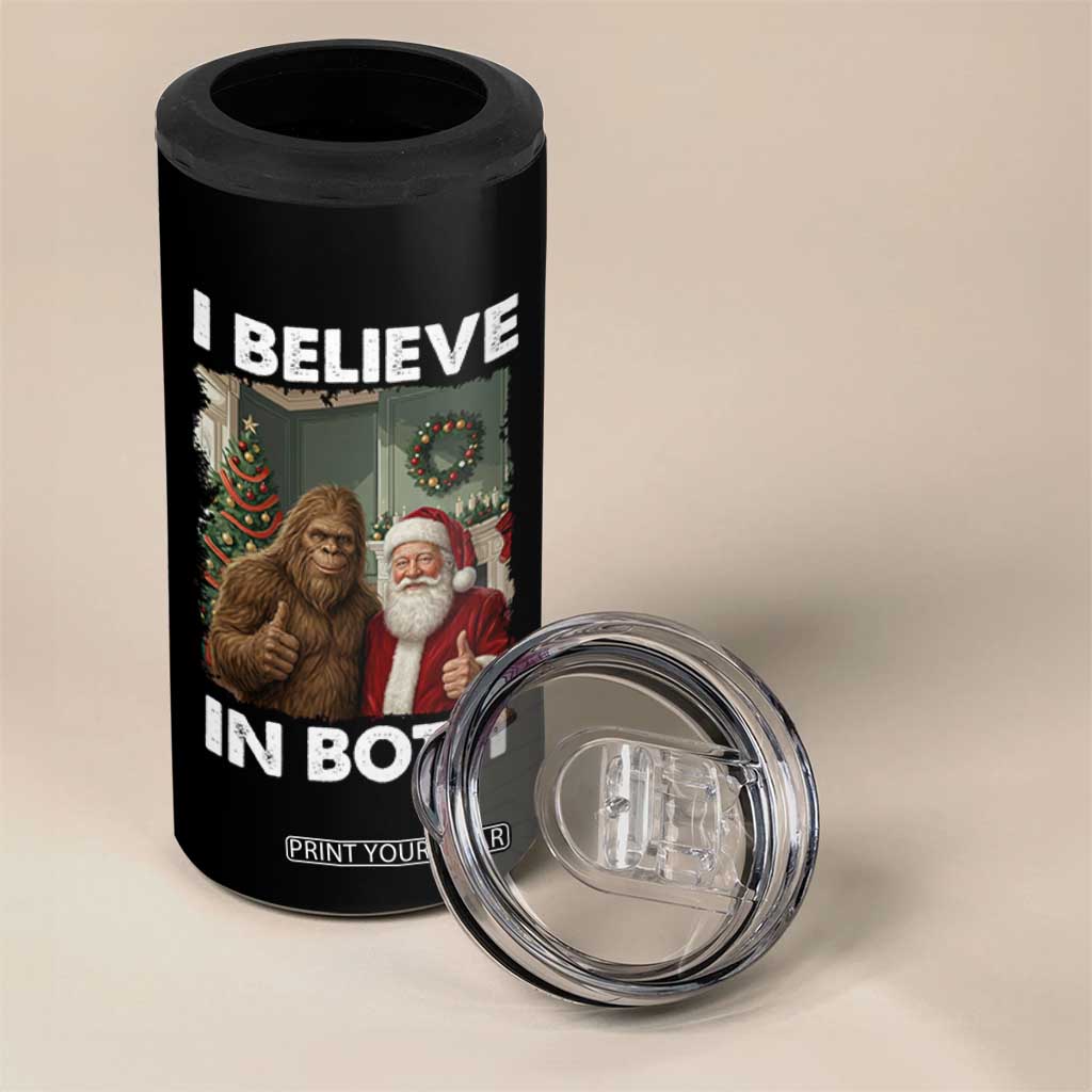 Funny Christmas Santa Bigfoot 4 in 1 Can Cooler Tumbler I Believe In Both Xmas Holiday TS11 Print Your Wear