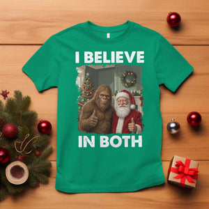 Funny Christmas Santa Bigfoot T Shirt I Believe In Both Xmas Holiday TS11 Irish Green Print Your Wear