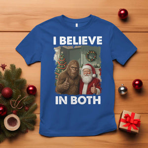 Funny Christmas Santa Bigfoot T Shirt I Believe In Both Xmas Holiday TS11 Royal Blue Print Your Wear