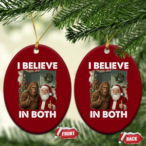 Funny Christmas Santa Bigfoot Ceramic Ornament I Believe In Both Xmas Holiday TS11 Print Your Wear