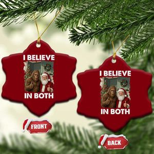 Funny Christmas Santa Bigfoot Ceramic Ornament I Believe In Both Xmas Holiday TS11 Print Your Wear