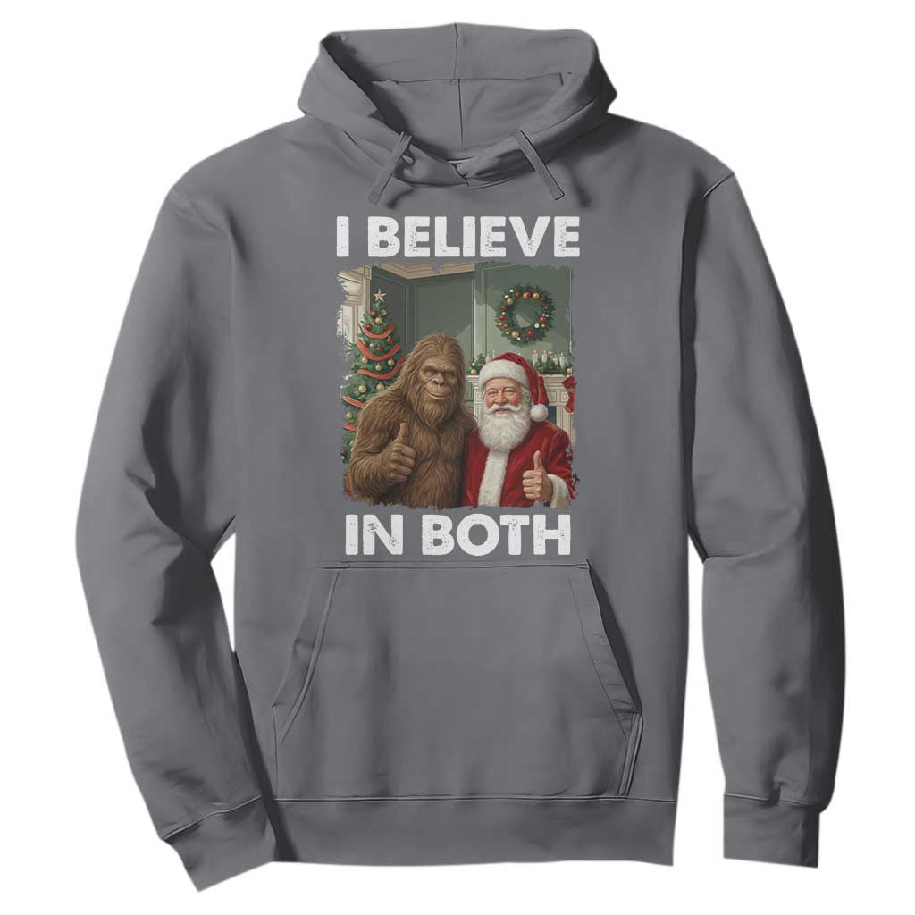 Funny Christmas Santa Bigfoot Hoodie I Believe In Both Xmas Holiday TS11 Charcoal Print Your Wear